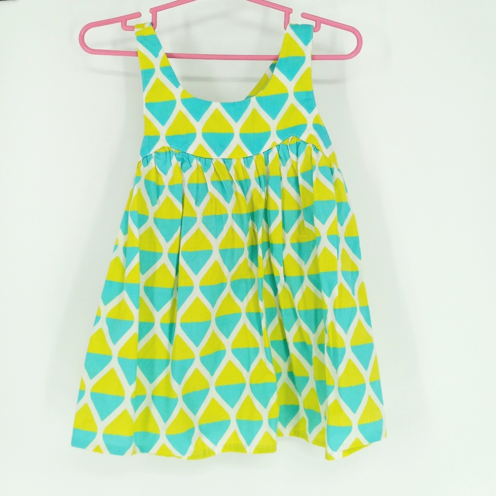 Carter's Size 5 Neon Blue & Green Sleeveless Geometric Bright Tunic Top/Dress
